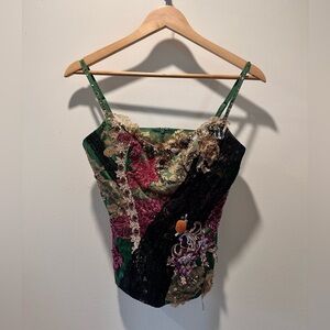 Mandalay Designs• VINTAGE Emerald Satin Corset Top